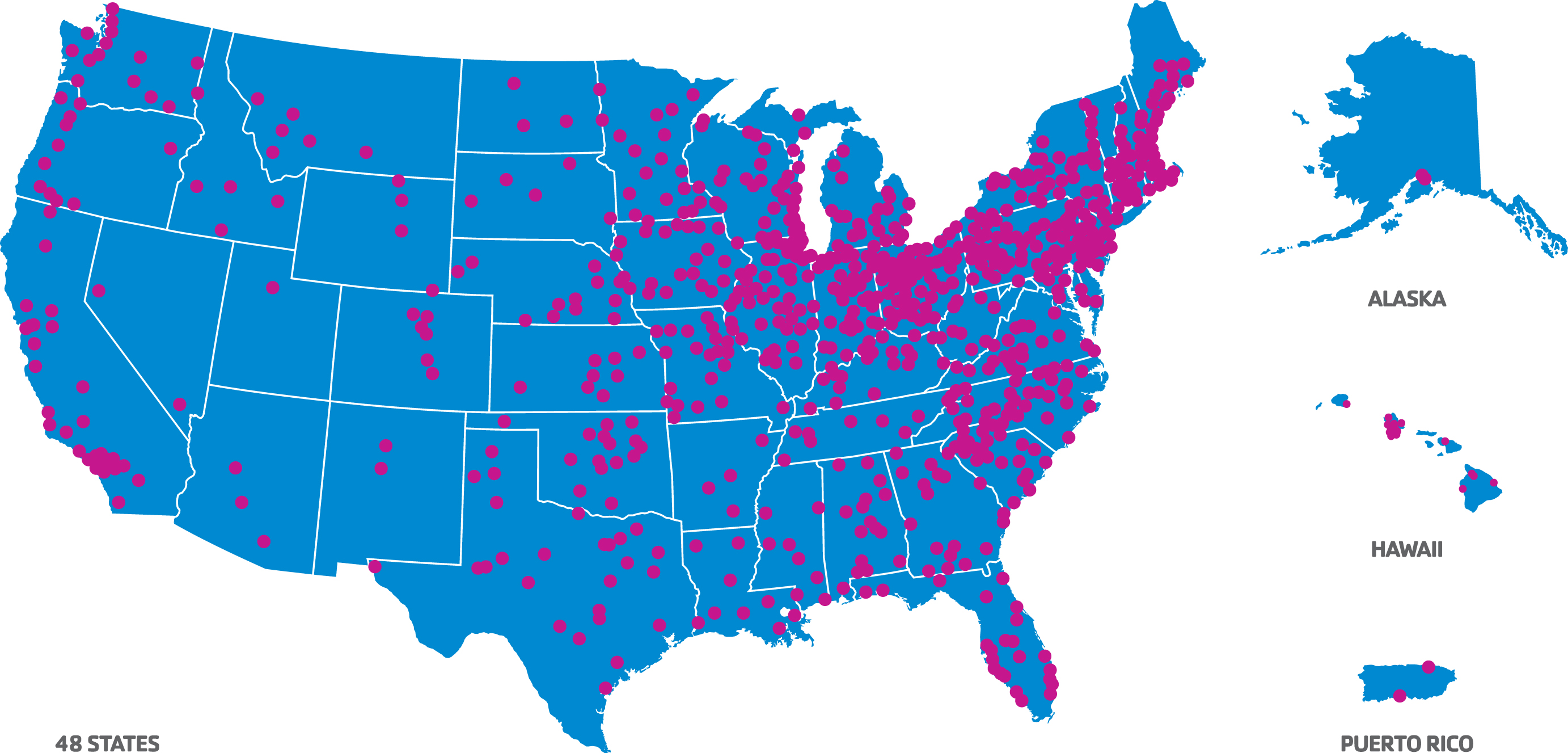 Usa y map blue